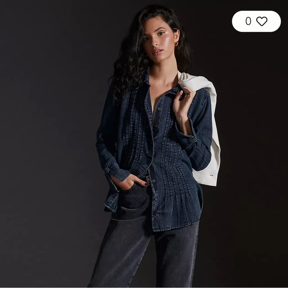 Pilcro by Anthropologie Black Button Up Twisted Tux Shirt, Size XS - Picture 1 of 12